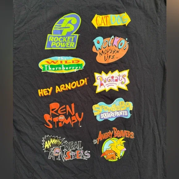Nickelodeon Men’s Retro Cartoon Graphic Black Tee Rocket Power Rugrats - Large - Picture 4 of 7